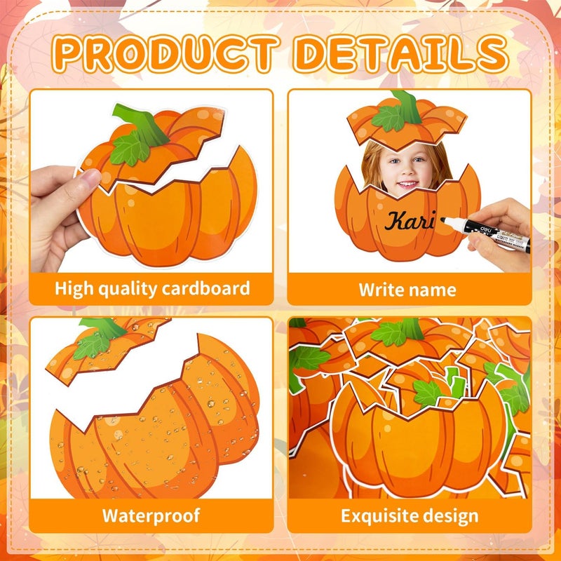 Zevulizen 50Pcs Thanksgiving Pumpkin Cutouts, Pumpkin Bulletin Board Decorations Fall Classroom Decorations for DlY Photo Crafts Home Party Supplies - Image 3